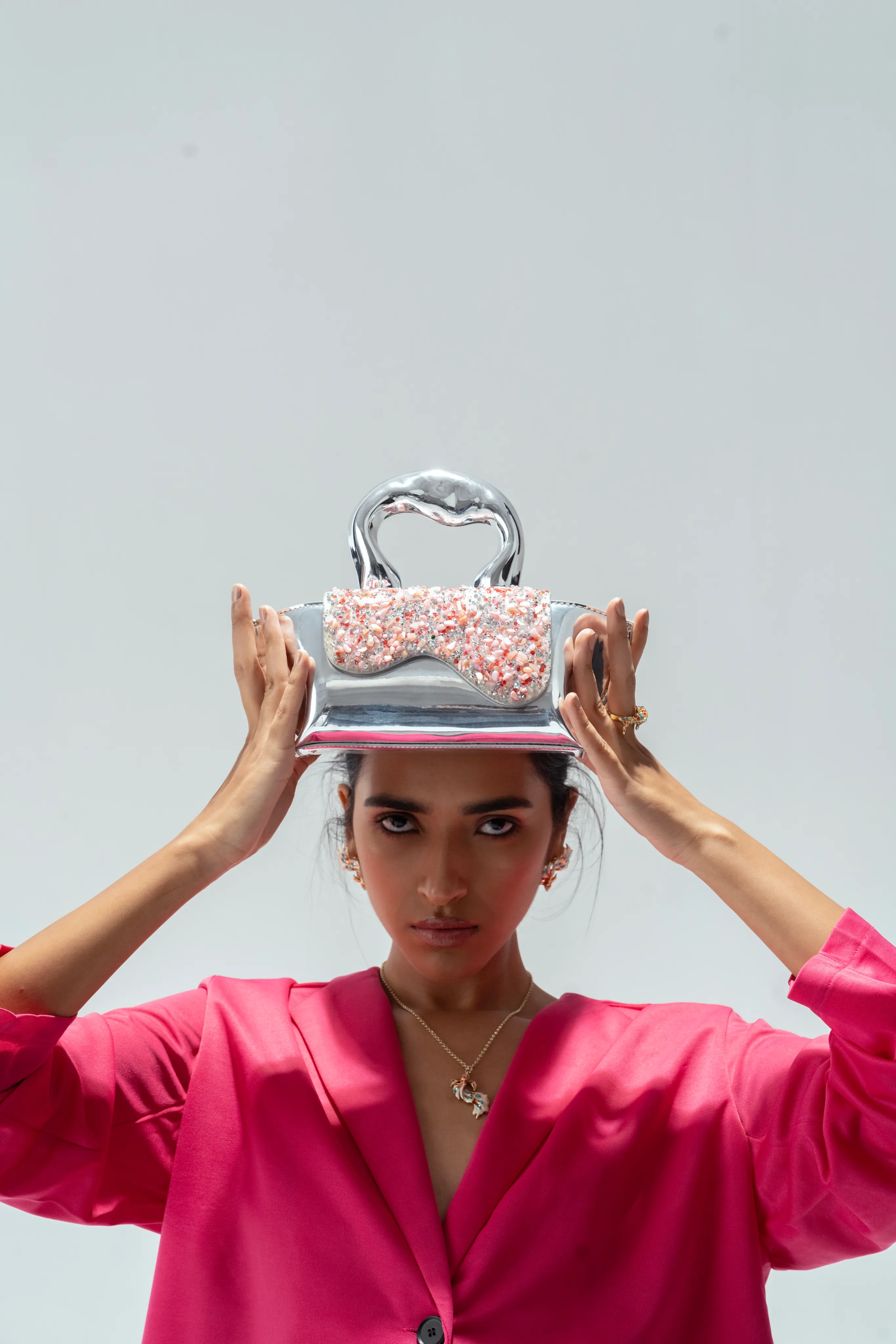 Sahi London - Silver Pink Handbag BGZBM212-SLV-PNK