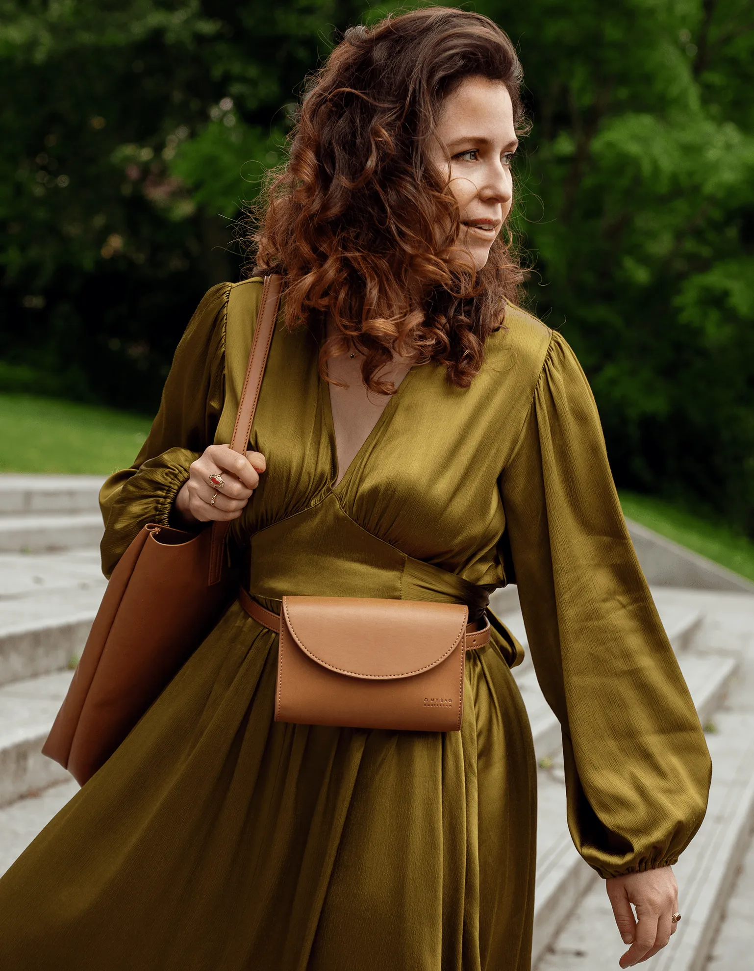 Sanne Apple Leather Vegan Belt Bag | Cognac