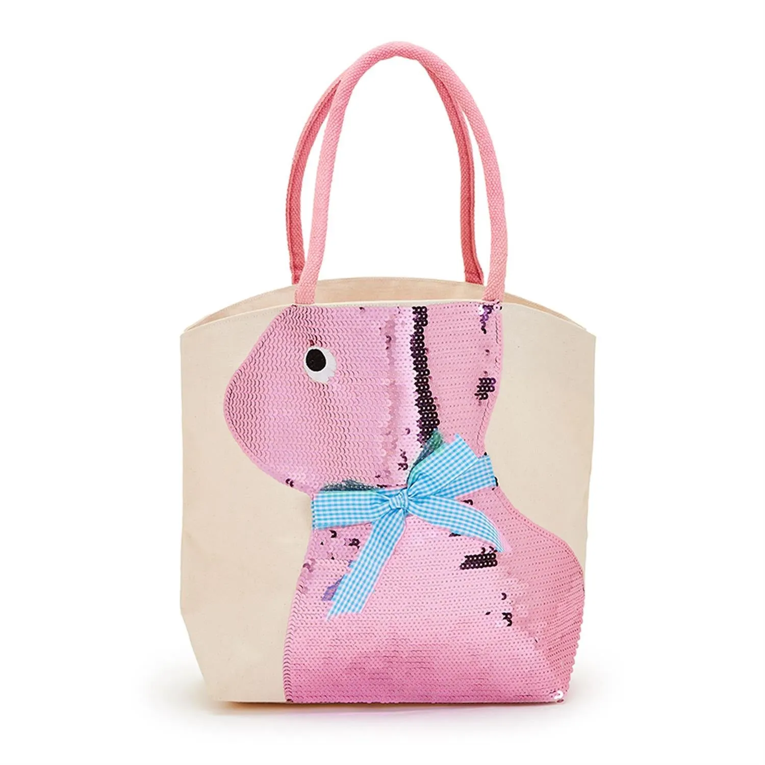 Sequin Bunny Tote Bag with Gingham Bow Tie