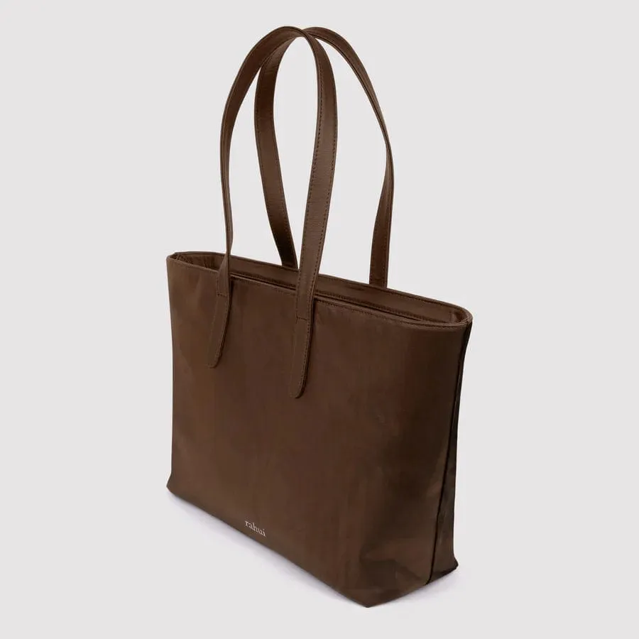 Sequoia Piñatex Leather Vegan Zip Tote | Brown