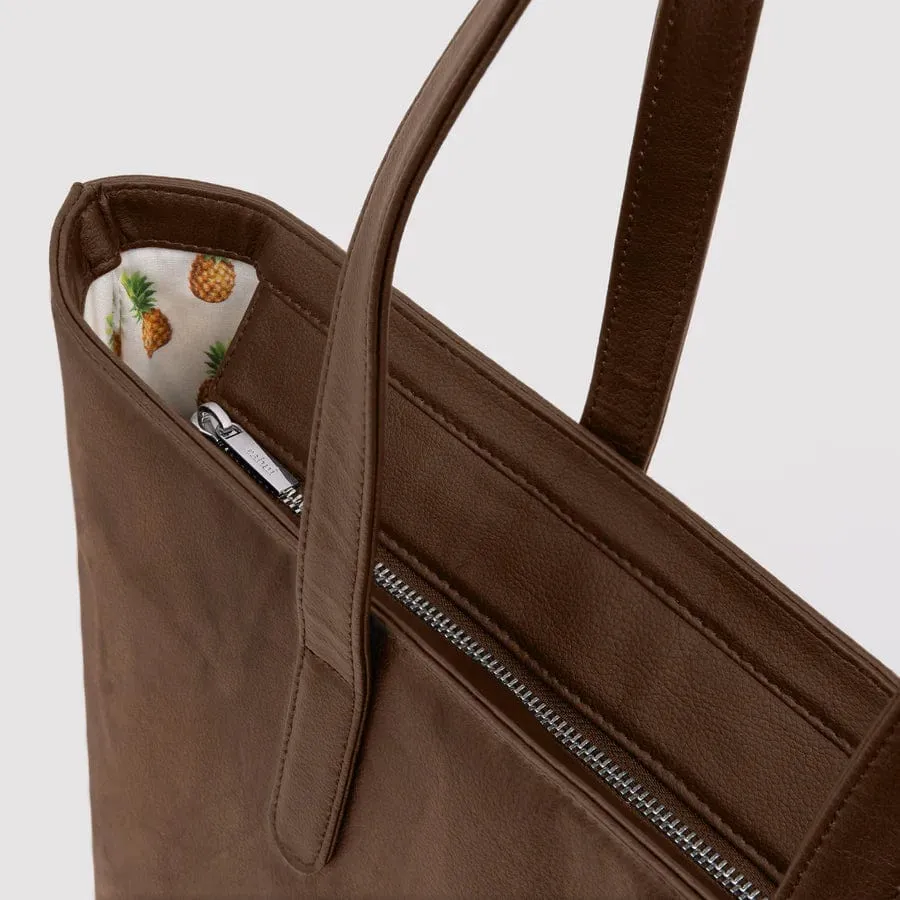 Sequoia Piñatex Leather Vegan Zip Tote | Brown