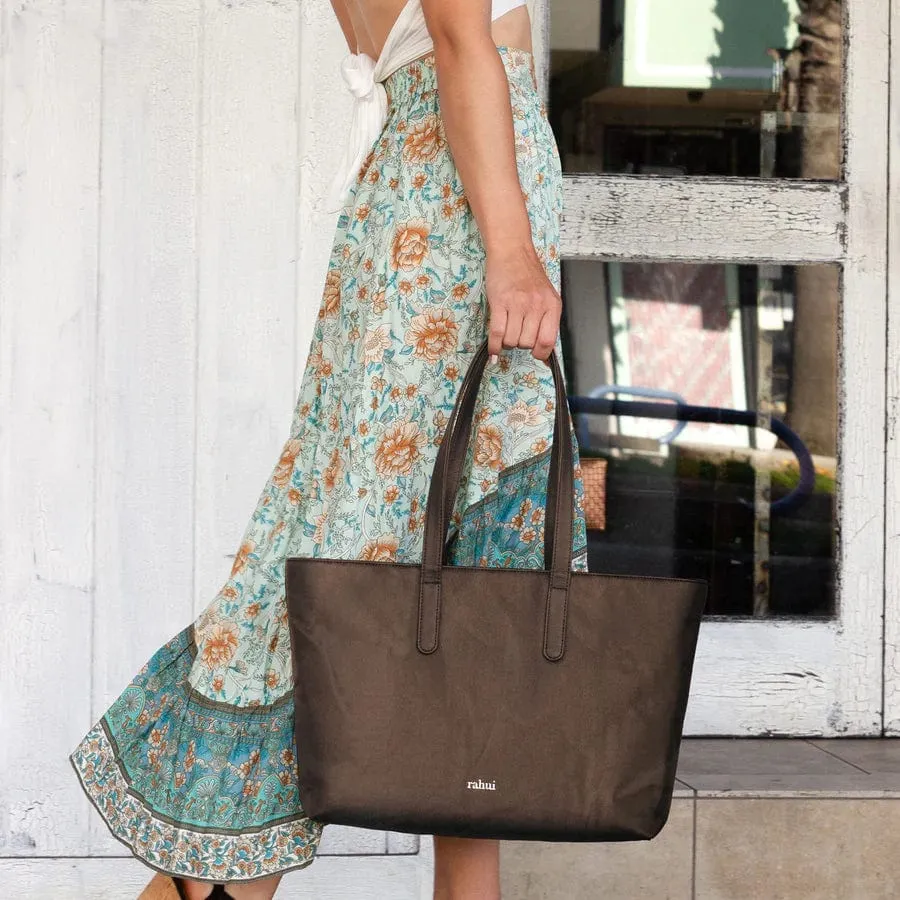 Sequoia Piñatex Leather Vegan Zip Tote | Brown