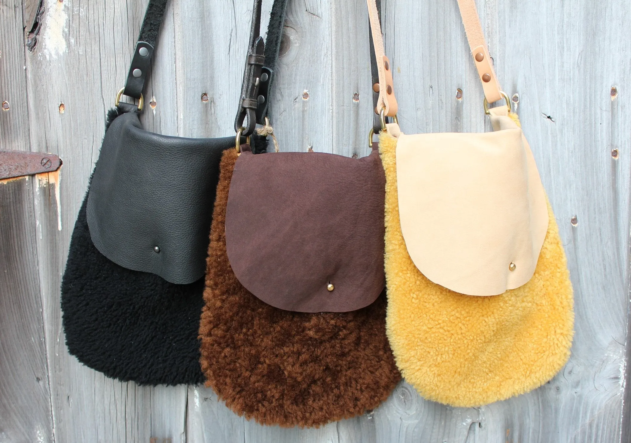 Shearling Leather Crossbody Bags