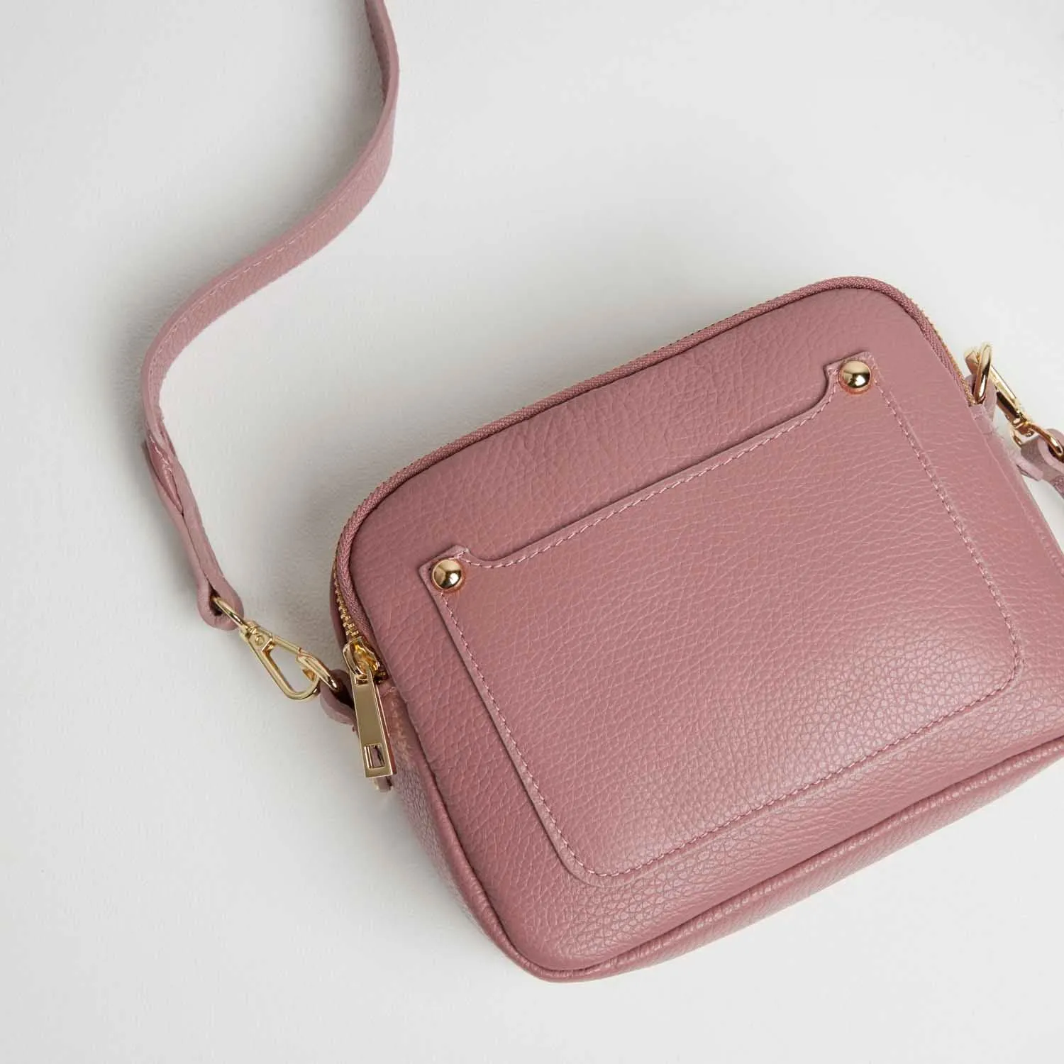 Sienna Crossbody Bag in Antique Pink with Pastel Strap