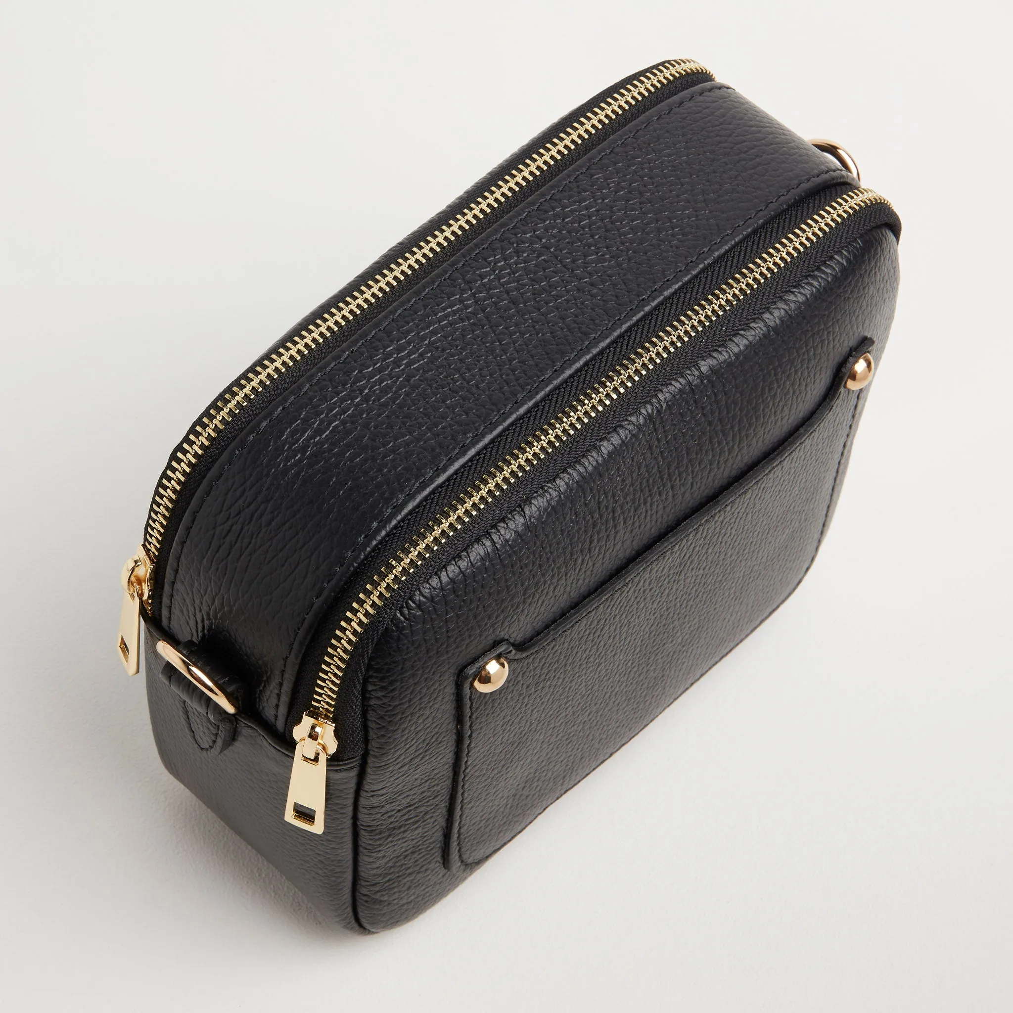 Sienna Crossbody Bag in Black with Snake Print Strap
