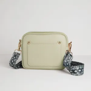 Sienna Crossbody Bag in Cream with Snake Print Strap