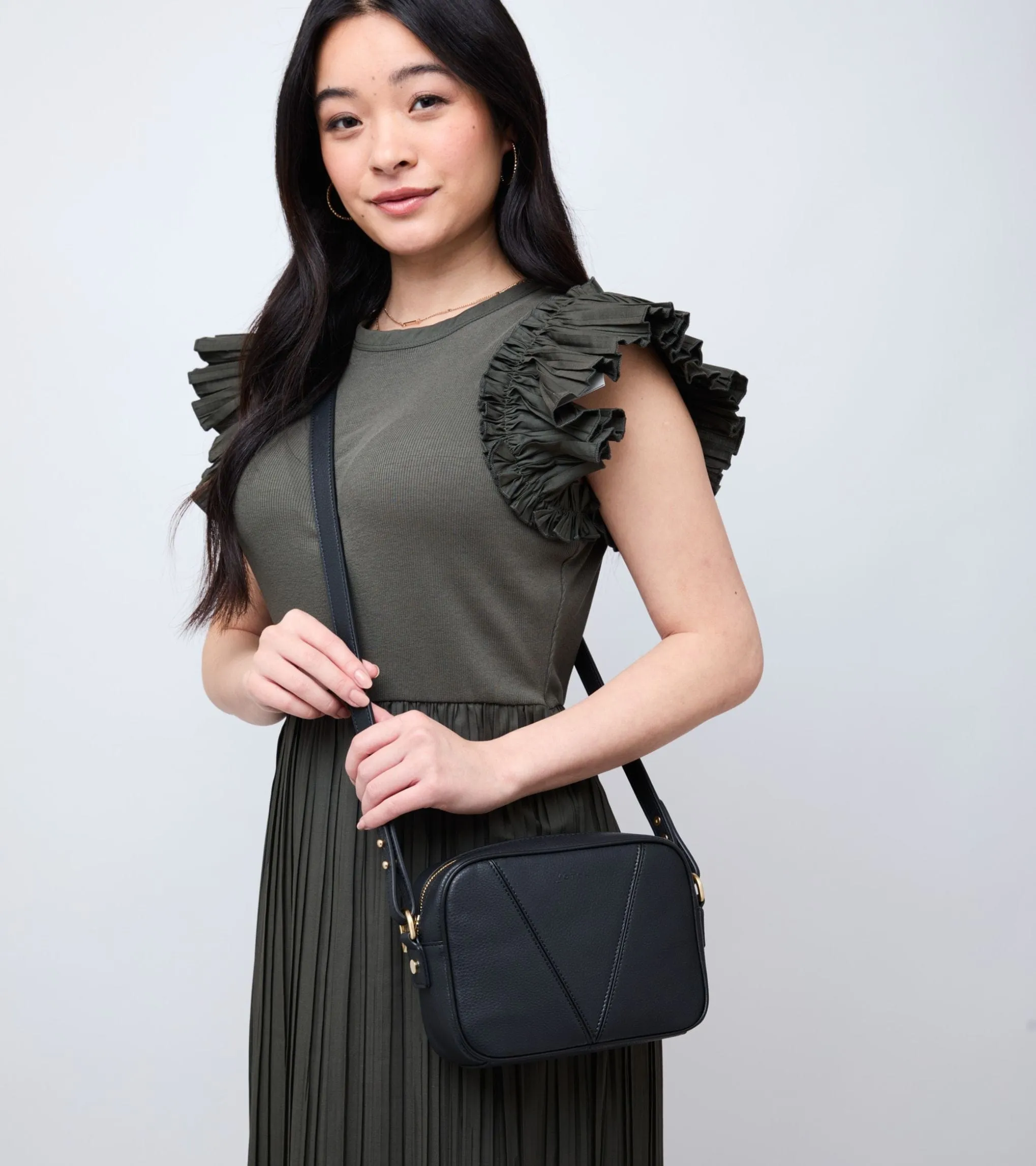 Silvie Vegan Bio-Based Bamboo Crossbody Bag | Black