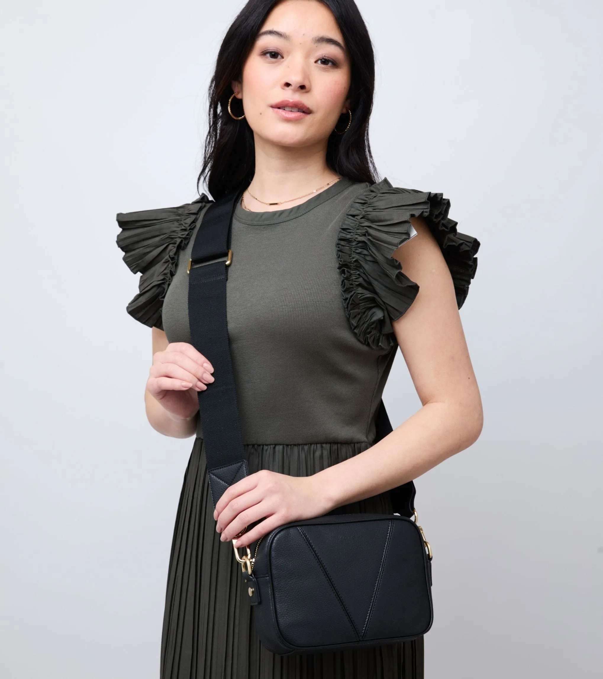 Silvie Vegan Bio-Based Bamboo Crossbody Bag | Black