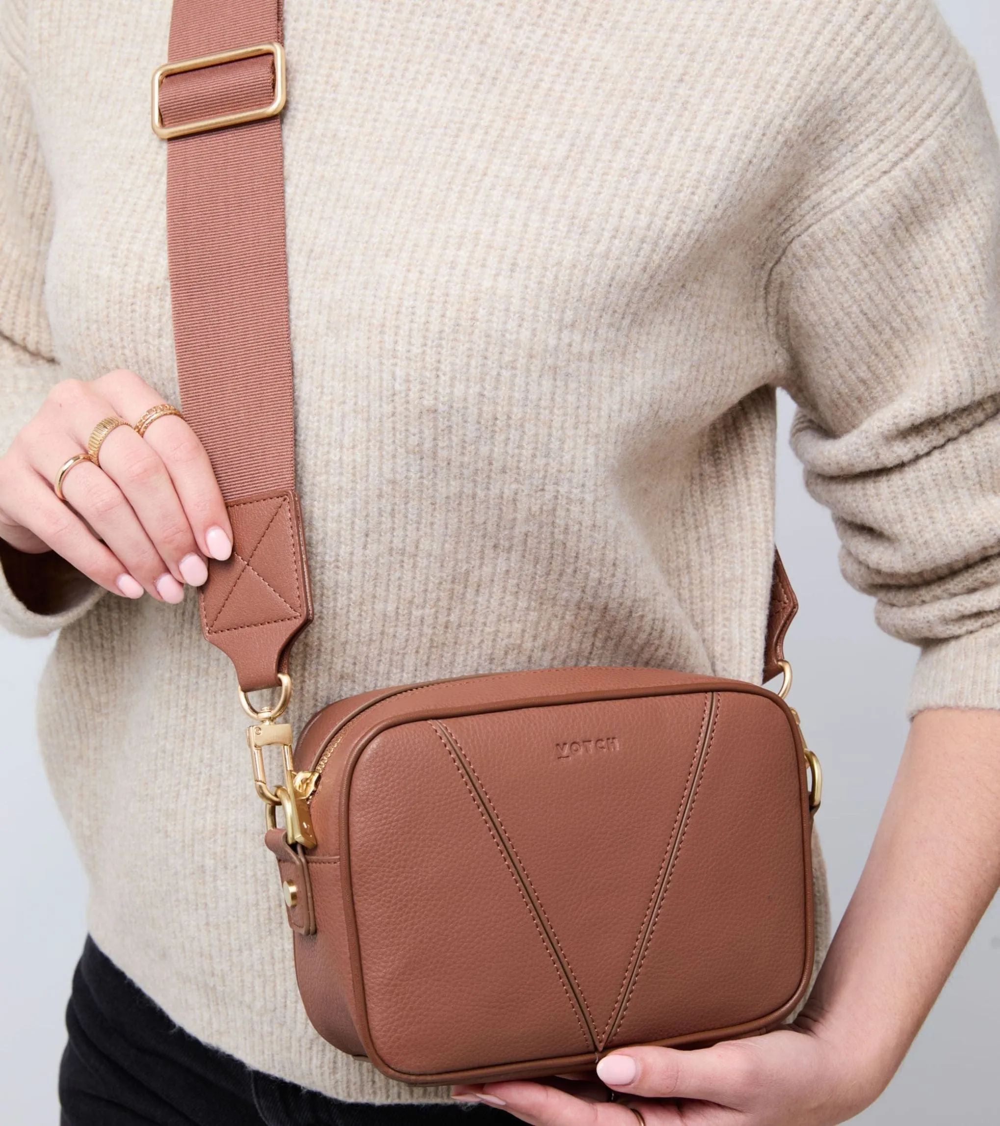 Silvie Vegan Bio-Based Bamboo Crossbody Bag | Brown
