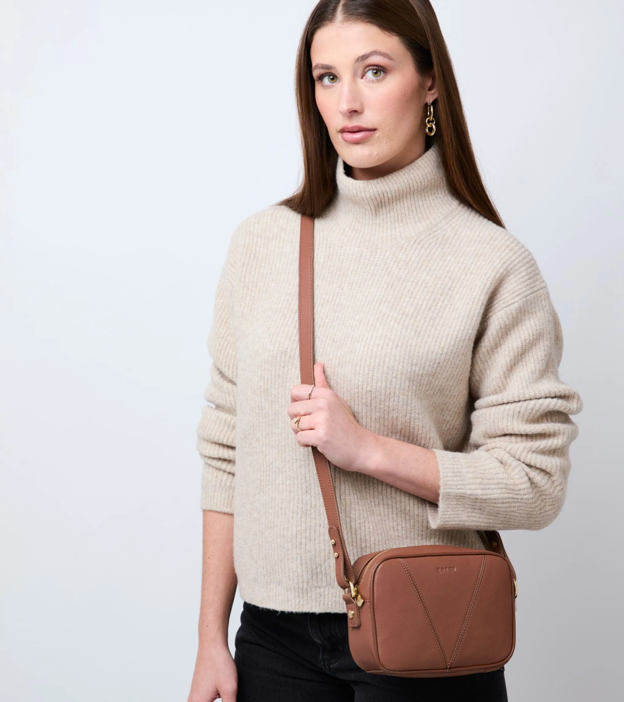Silvie Vegan Bio-Based Bamboo Crossbody Bag | Brown