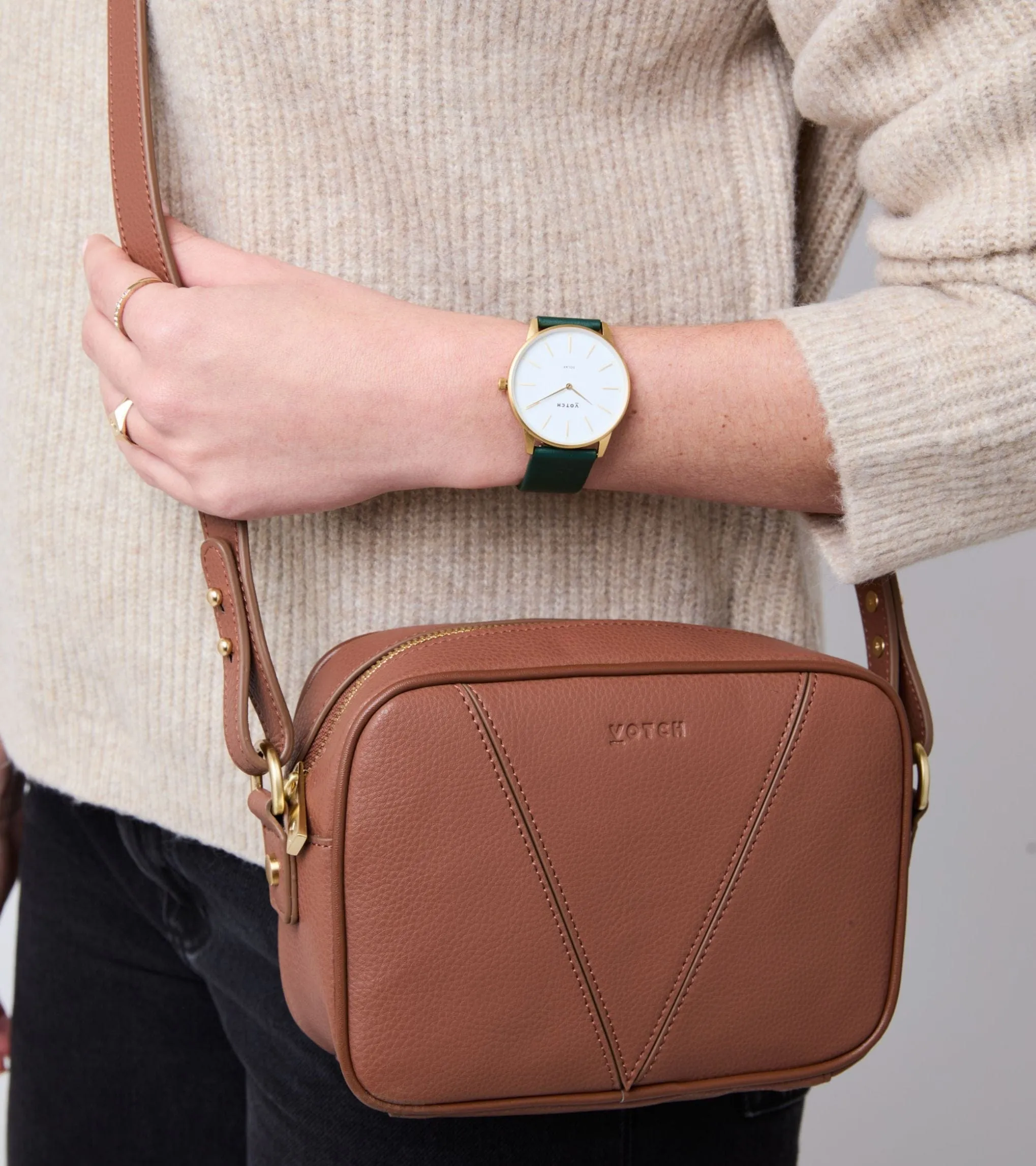 Silvie Vegan Bio-Based Bamboo Crossbody Bag | Brown