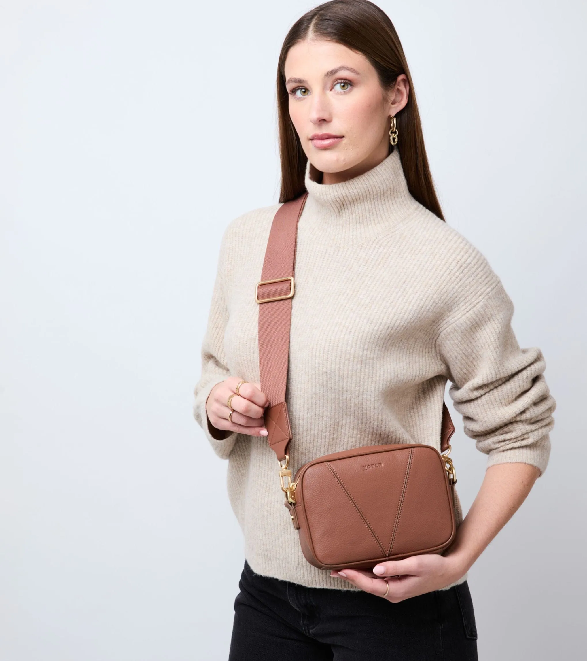Silvie Vegan Bio-Based Bamboo Crossbody Bag | Brown