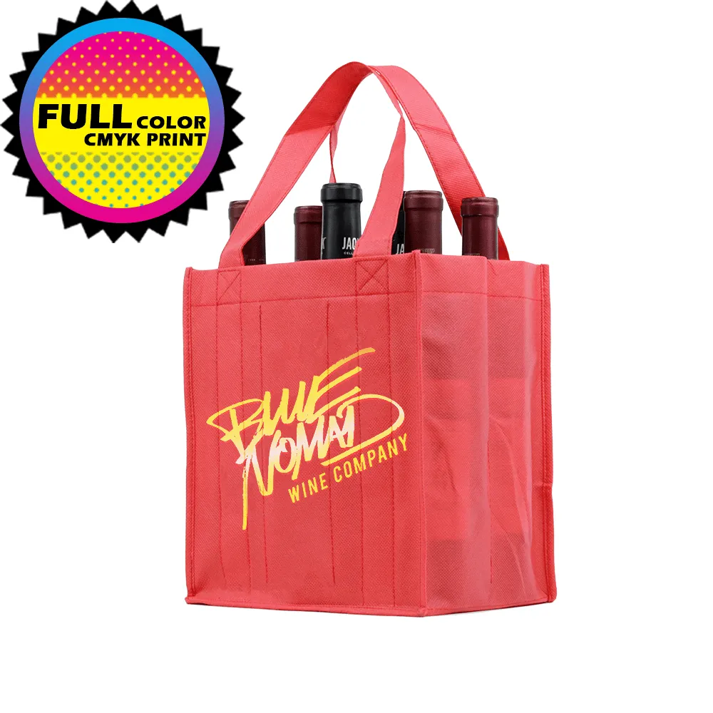 Six Bottle Wine Tote, Reverse Reinforced Handles *Fully Customizable*