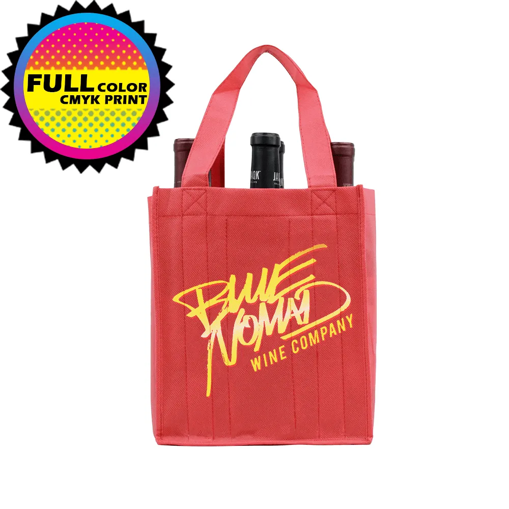 Six Bottle Wine Tote, Reverse Reinforced Handles *Fully Customizable*