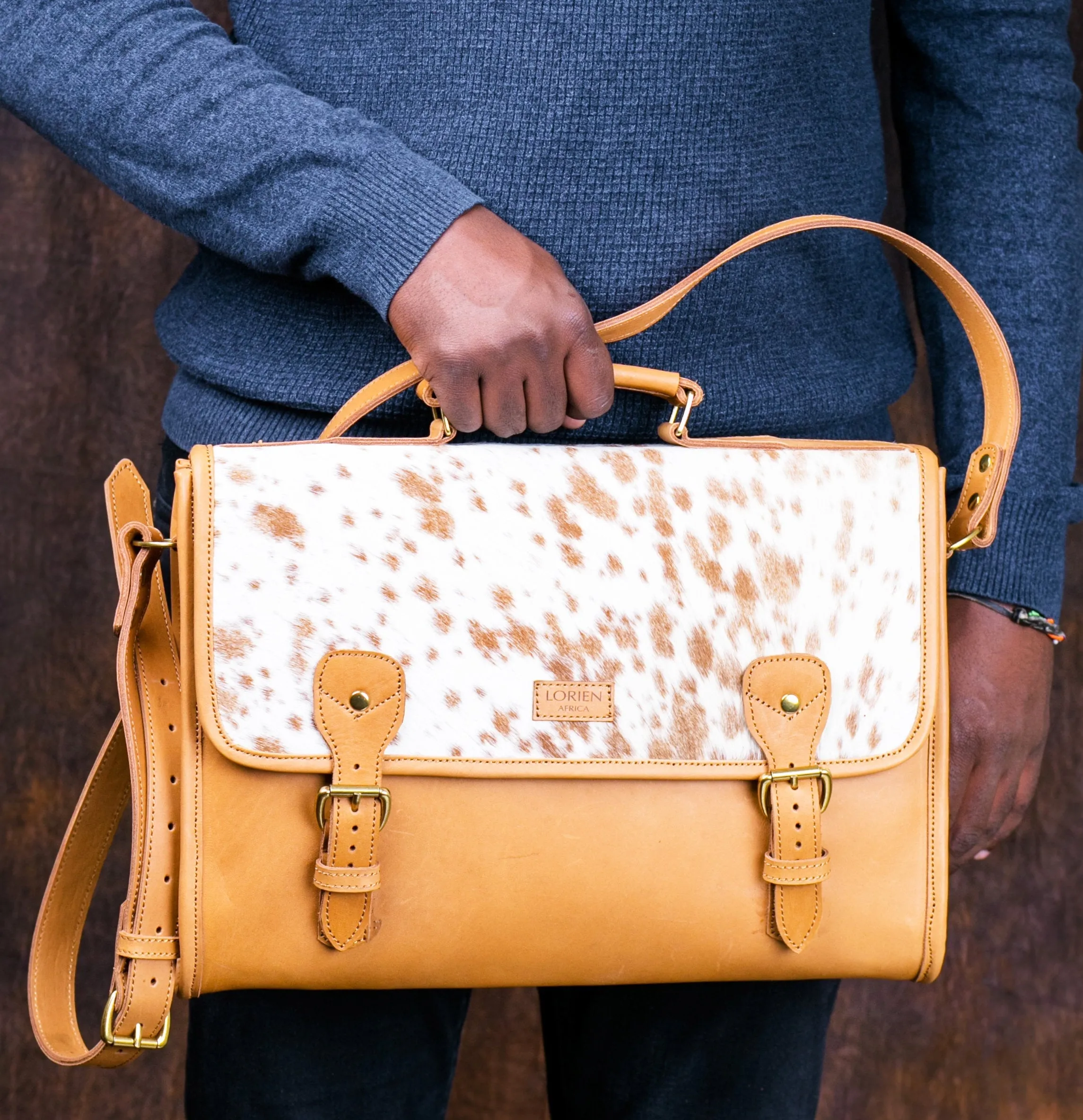 Slim Padded Leather Laptop Bag