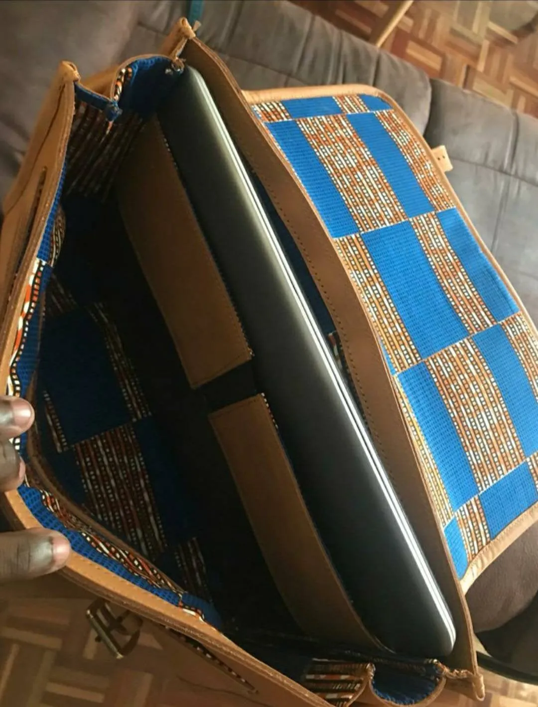 Slim Padded Leather Laptop Bag