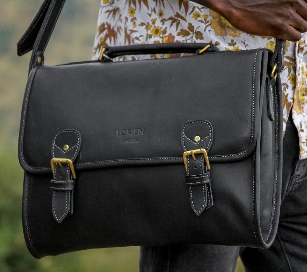 Slim Padded Leather Laptop Bag