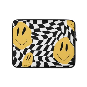 Smiley Face Checkered Laptop Sleeve