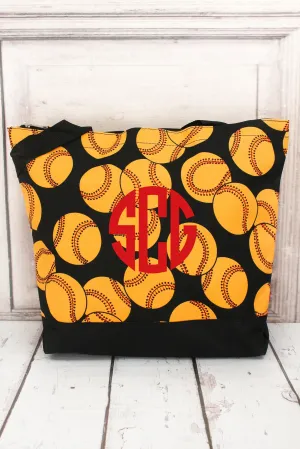 Softball with Black Trim Tote Bag