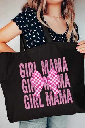 Stacked Coquette Girl Mama Canvas Jumbo Tote