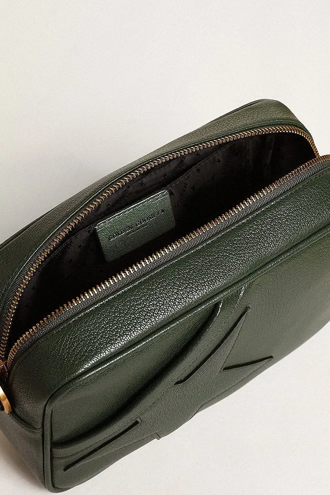 star bag goat leather body star and shoulder strap - deep green