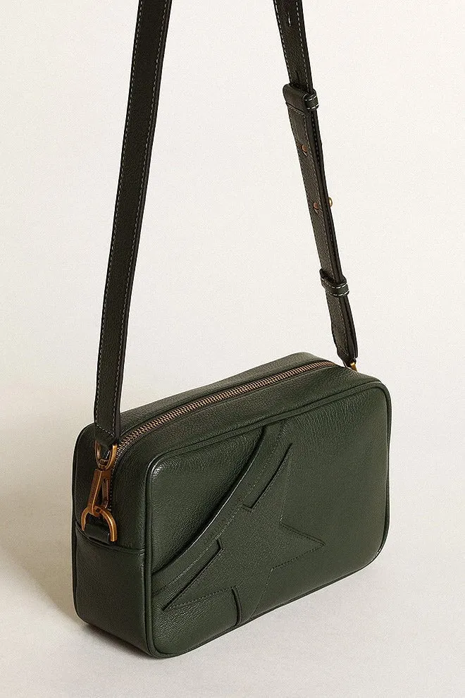 star bag goat leather body star and shoulder strap - deep green