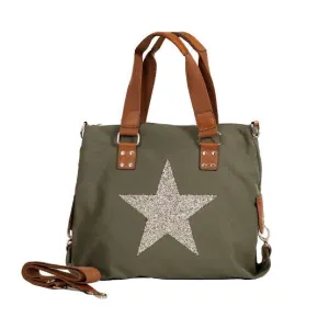 Star Canvas Tote Bag - Khaki