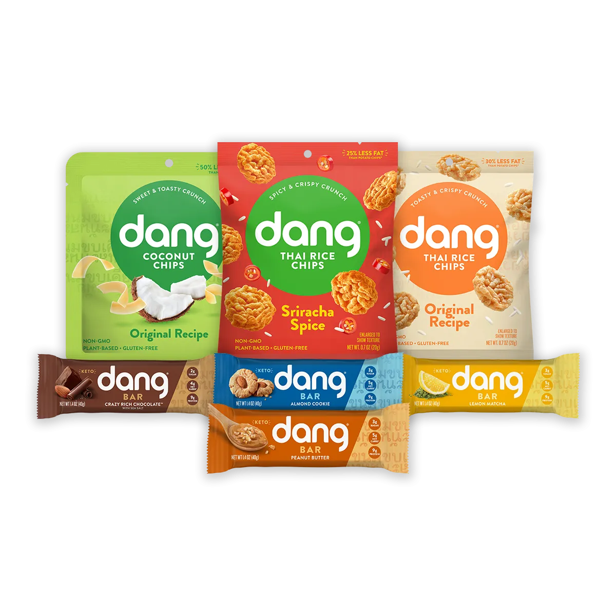 Stay-At-Home Bundle with Coconut Chips, Thai Rice Chips, Dang Bar (60 Count)