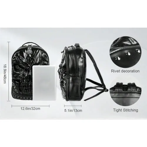 Steam Punk 3D PU Leather Skull Backpack