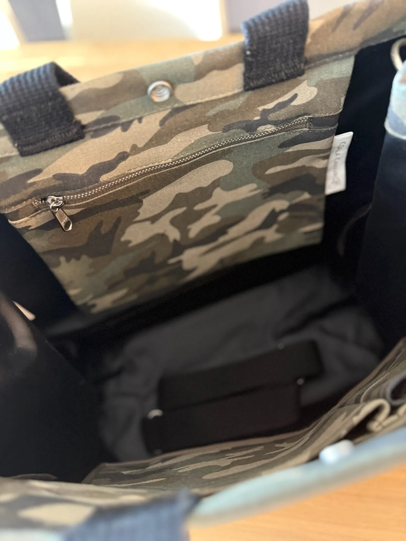 Stephanie's Pick: Green Camo Luxe North South Bag   FREE Orange Tassel   FREE Gold Peace Charm   FREE Olive/Orange Stripe Strap