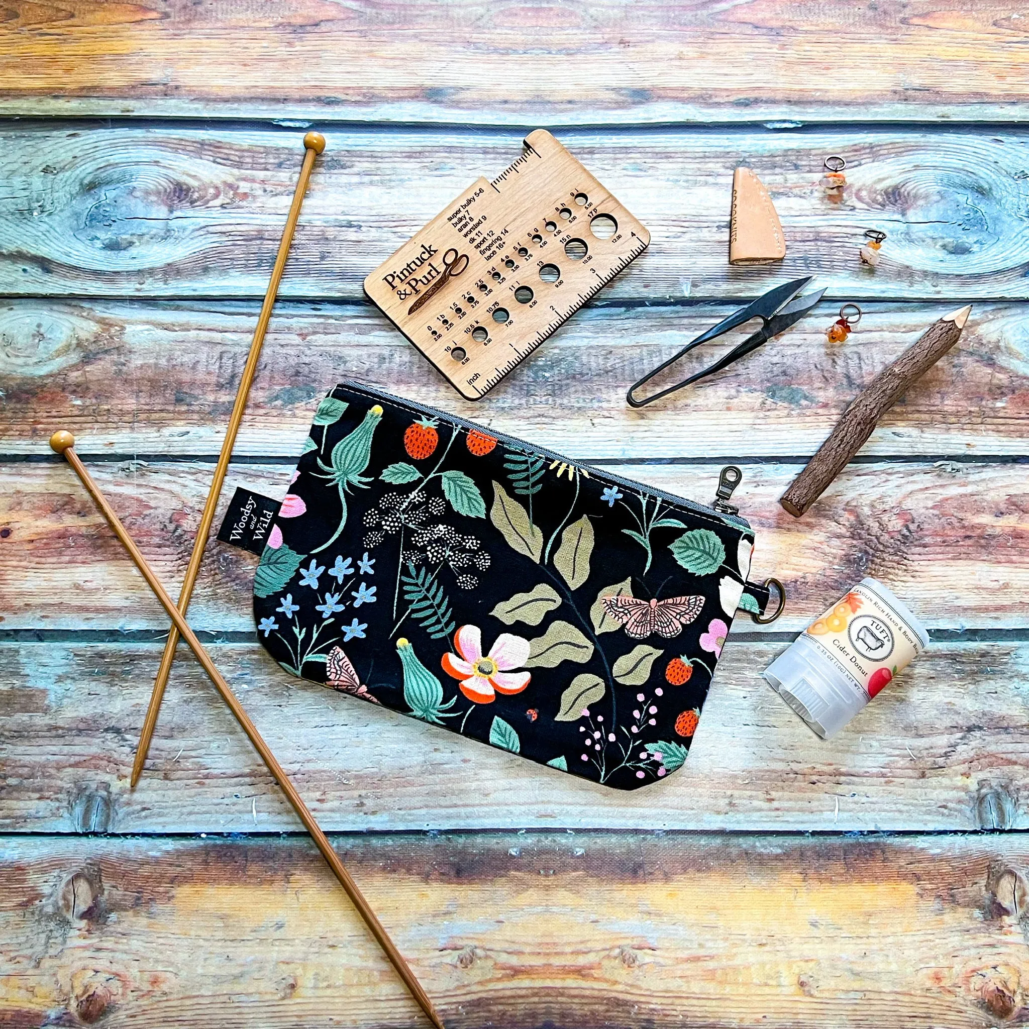 *Strawberry Fields*- Signature Zippered Knitting Project Bag