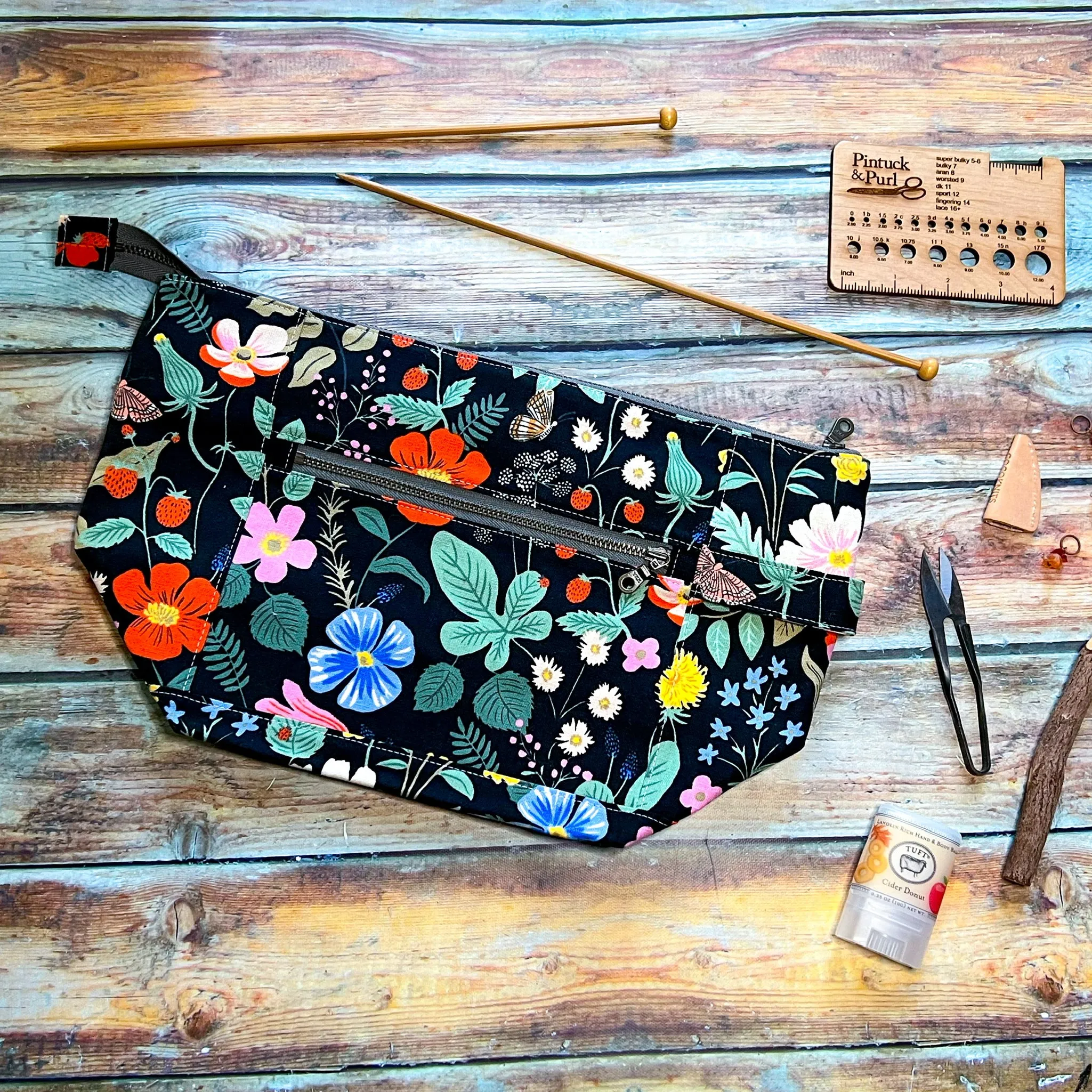 *Strawberry Fields*- Signature Zippered Knitting Project Bag