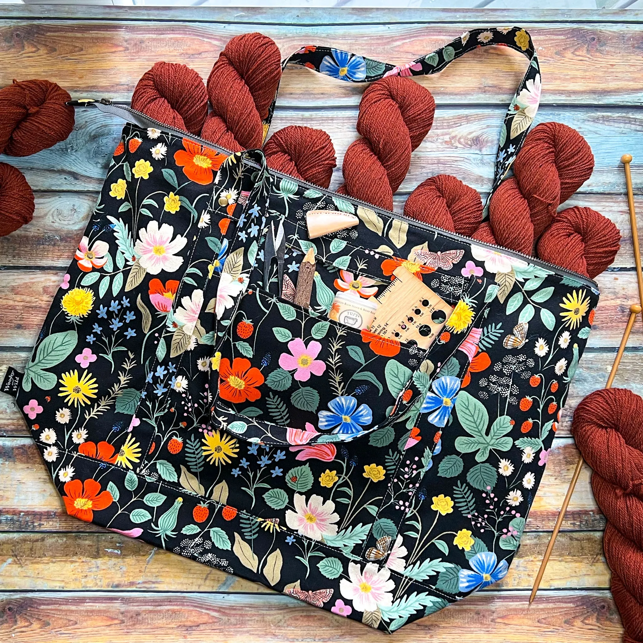 *Strawberry Fields*- Signature Zippered Knitting Project Bag