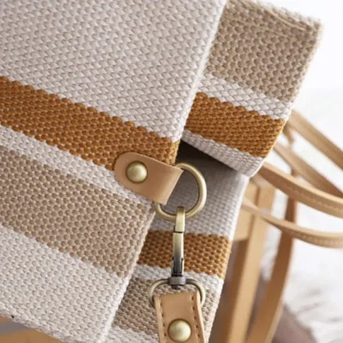Striped Canvas Shopper Totes  -  3 Colors