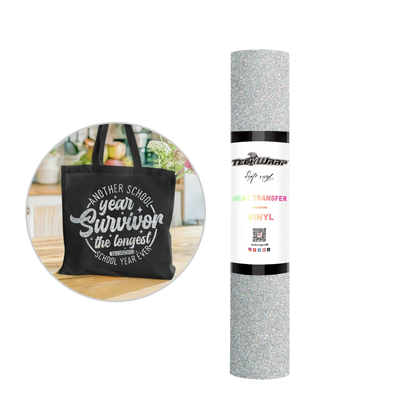 Teckwrap HTV - Fancy Glitter Colourful Silver