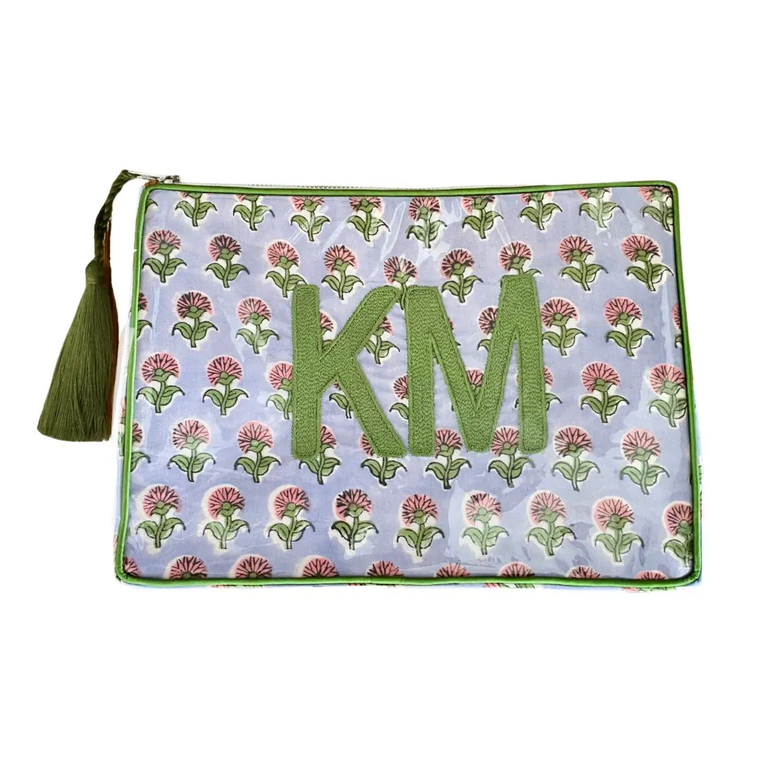 The OG India Bag - Blue-Gray/Pink/Green - Monogrammed
