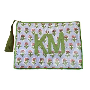 The OG India Bag - Blue-Gray/Pink/Green - Monogrammed