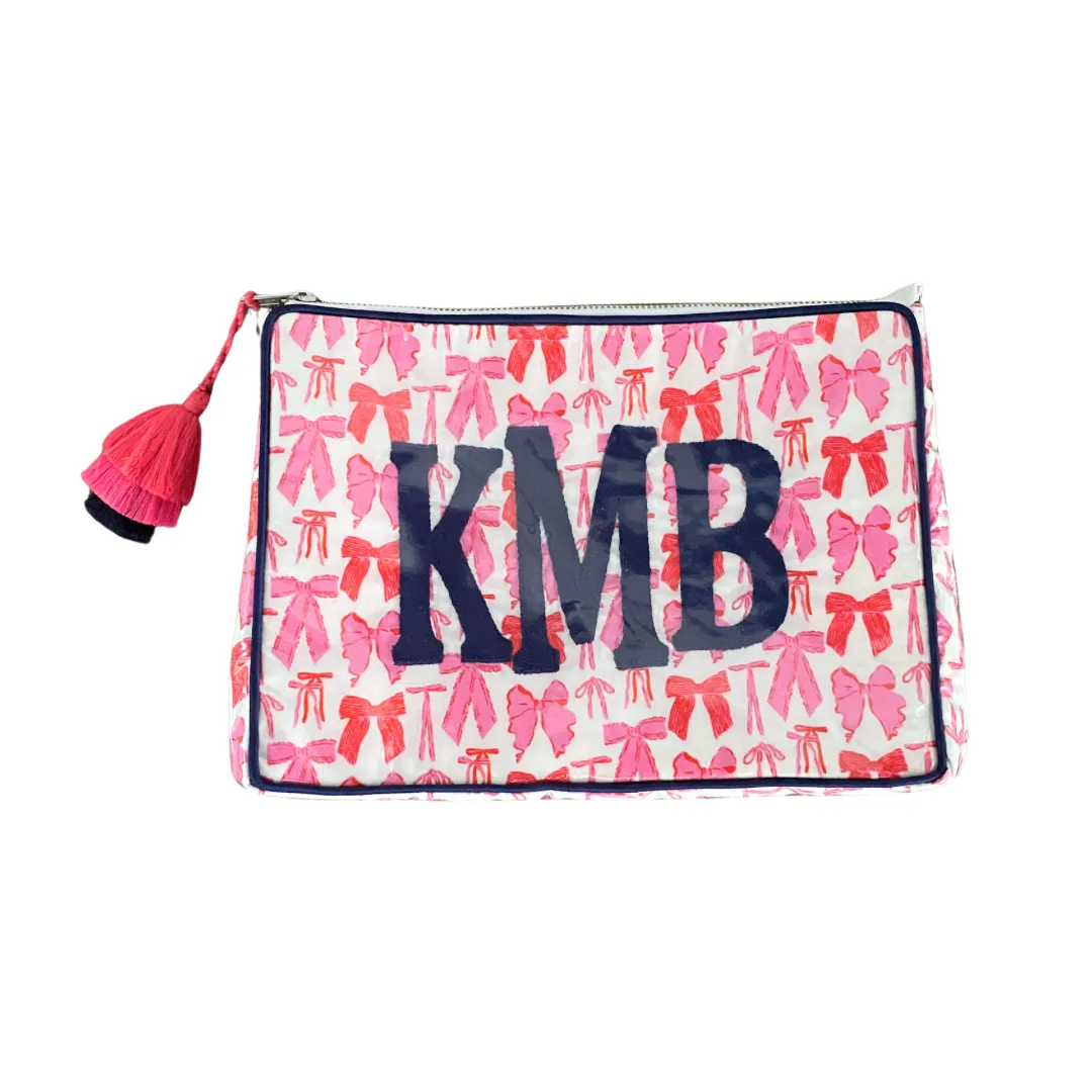 The OG India Bag - Bows with Navy Monogram