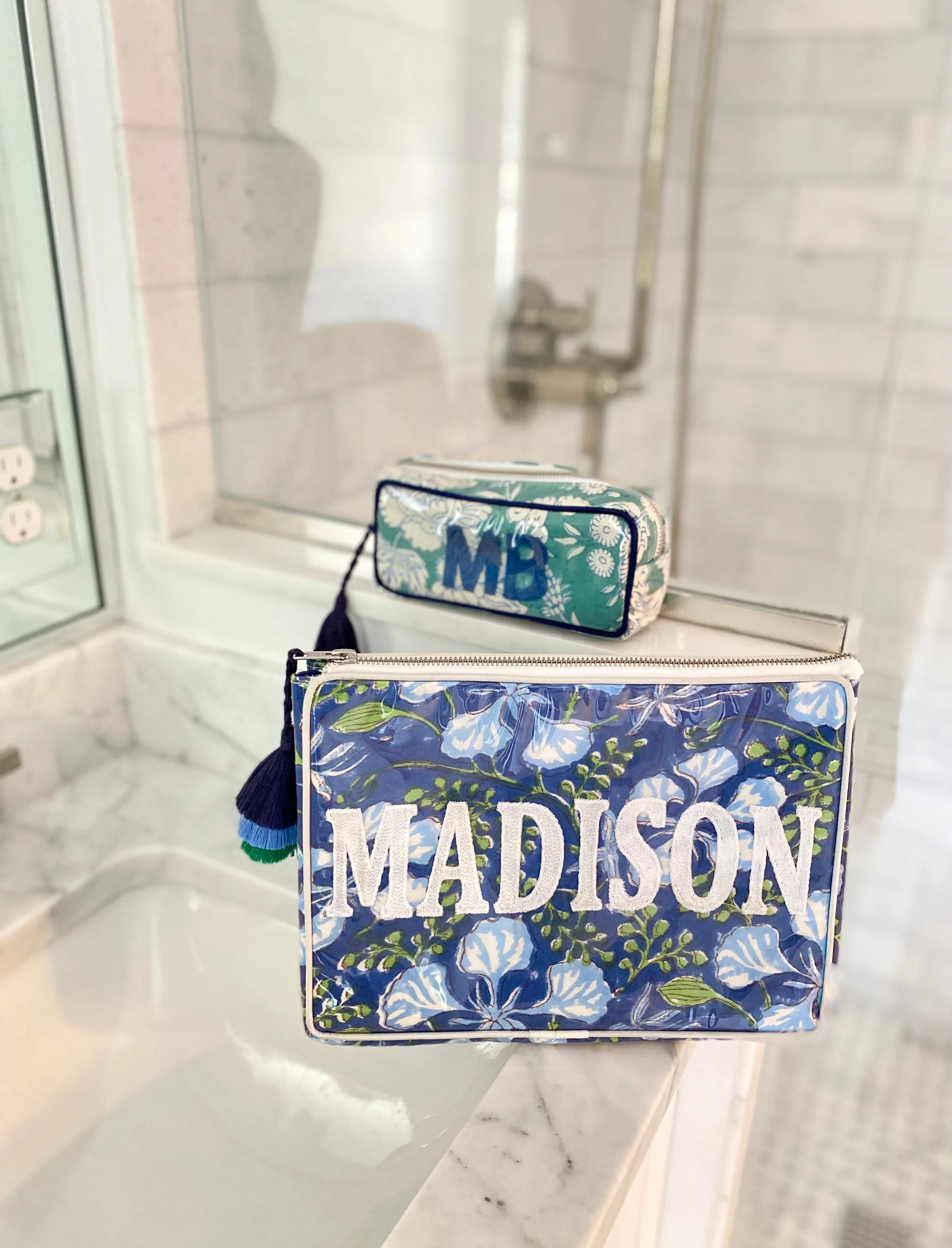 The OG India Bag - Navy / Green - Monogrammed