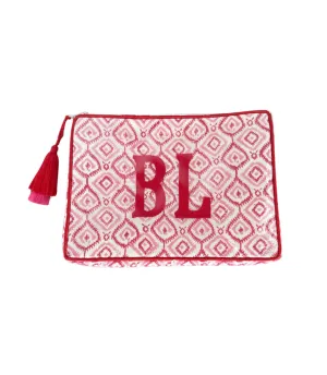 The OG India Bag - Pink and Red Blockprint - Monogrammed
