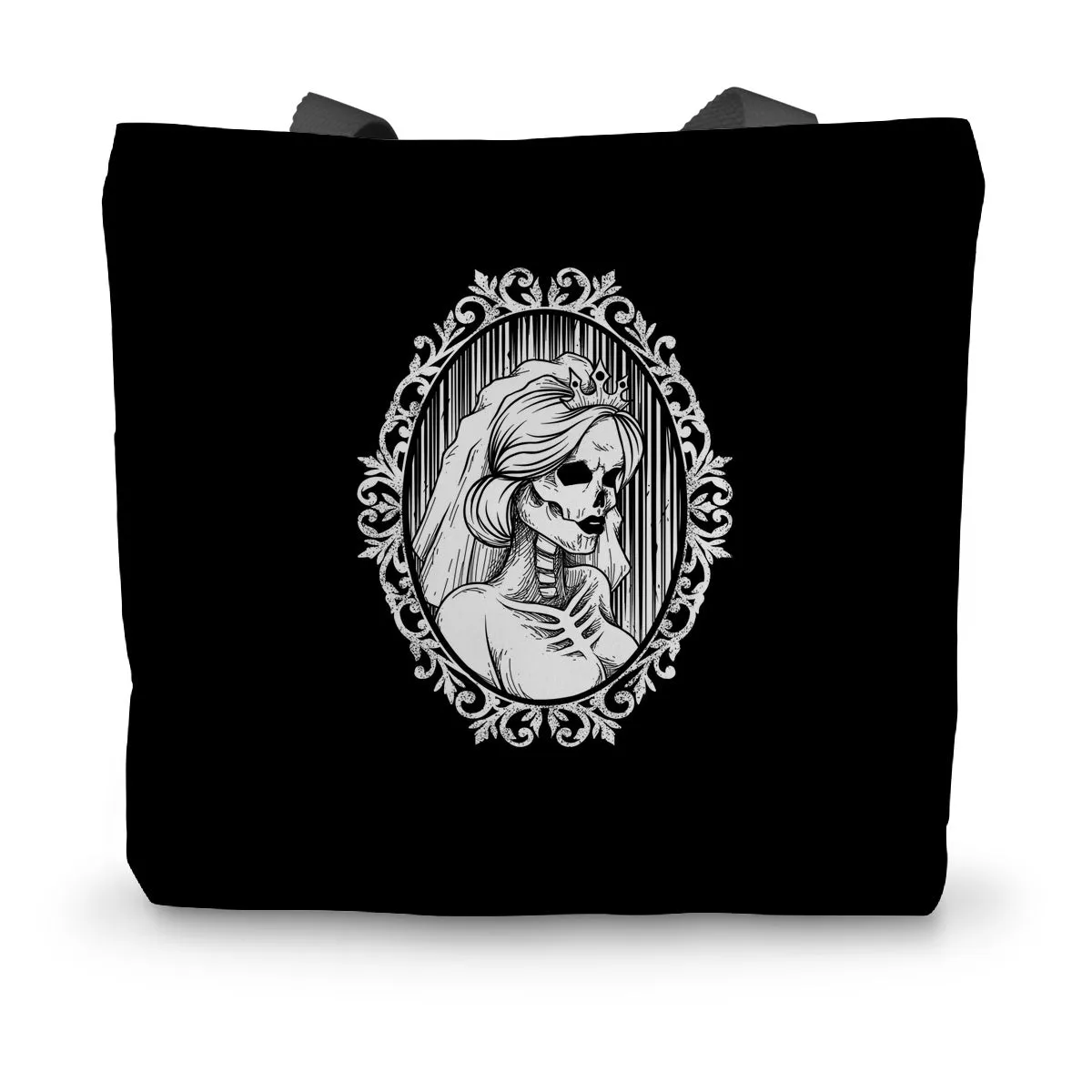 The Queen Gothic Crowned Skull Cameo Canvas Tote Bag