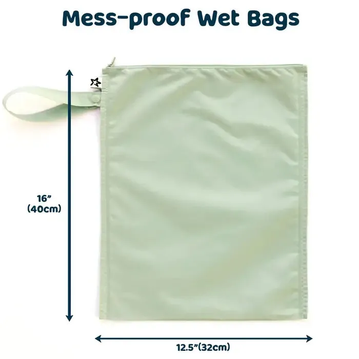 Tiny Twinkle 2 PK Mess-Proof Wet Bag Set - Sage & Charcoal