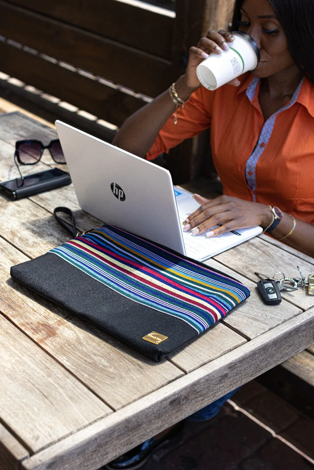 Tise Aso-Oke   Leather Laptop Sleeve - Multi