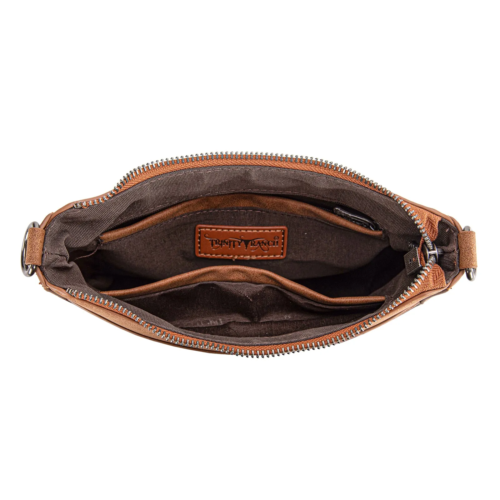 TR190-8360   Trinity Ranch Floral Aztec Tooled Crossbody