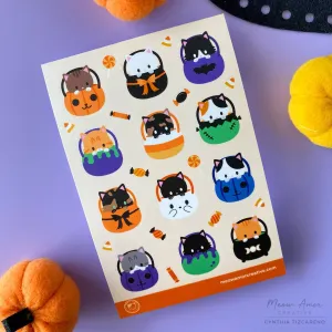 Trick or Treat Cats Vinyl Sticker Sheet
