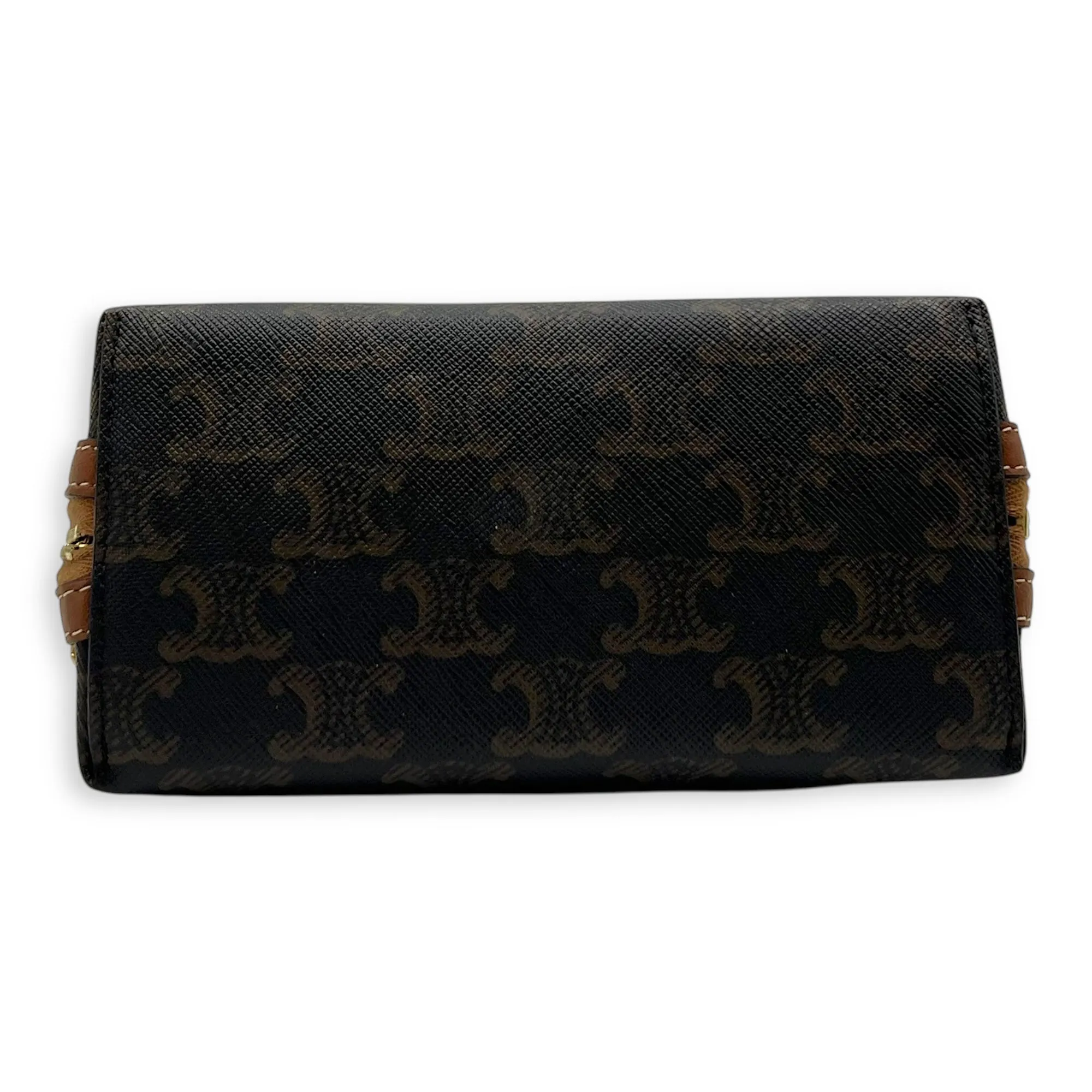 Triomphe Crossbody Bag Brown in Coated Canvas, Gold hardware