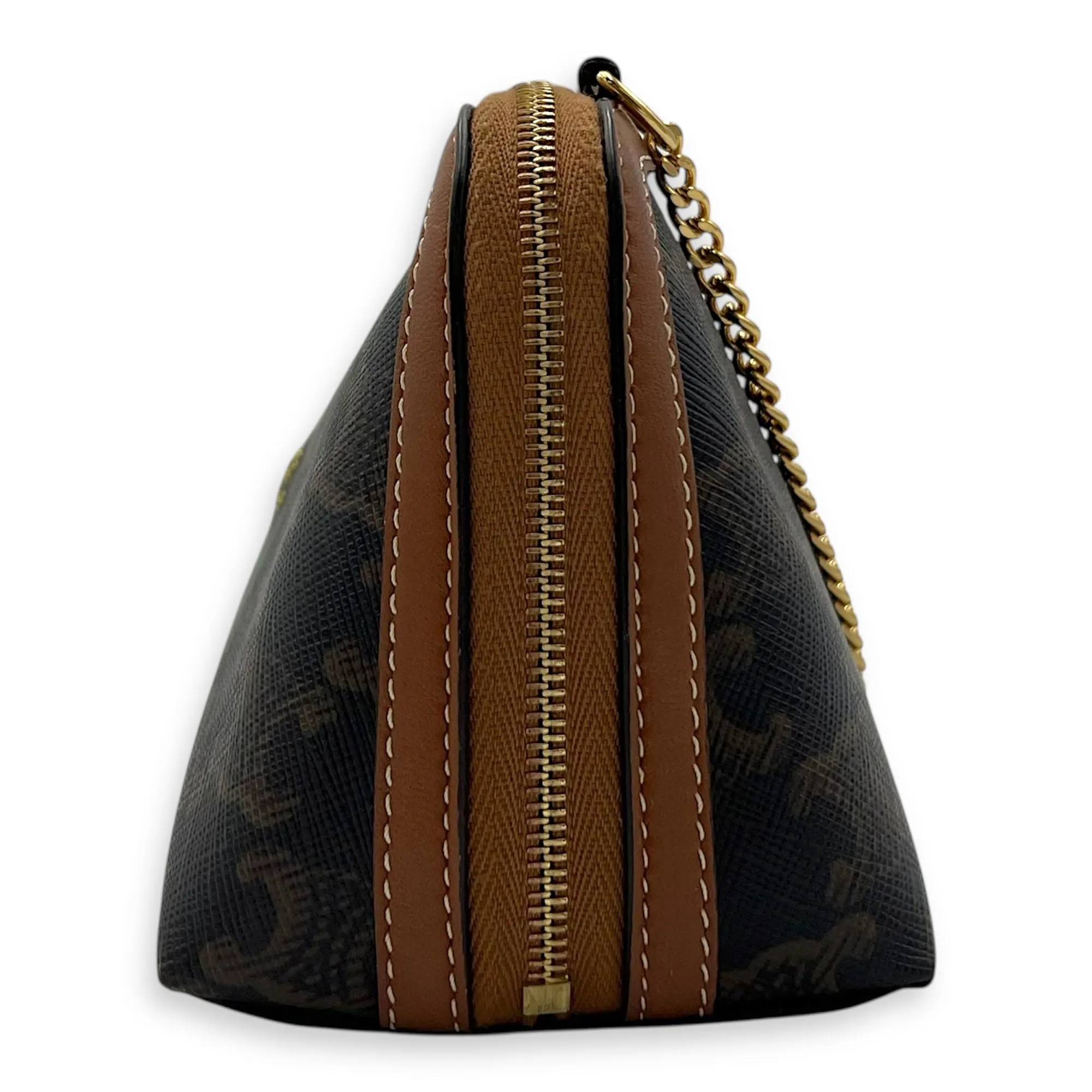 Triomphe Crossbody Bag Brown in Coated Canvas, Gold hardware