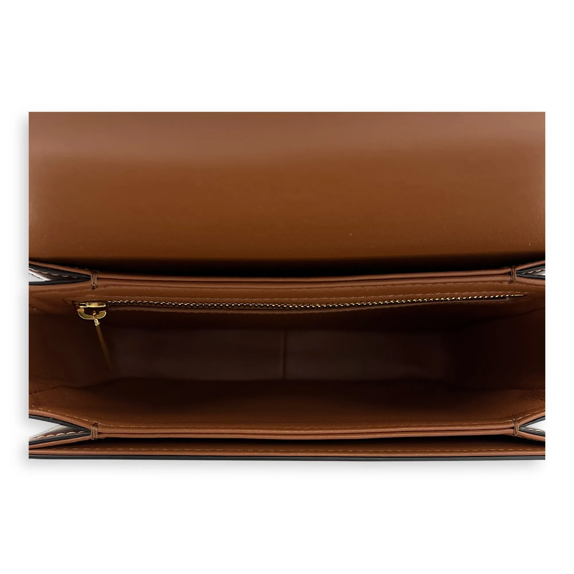 Triomphe Teen Brown Crossbody Bag in Coated Canvas, Gold hardware