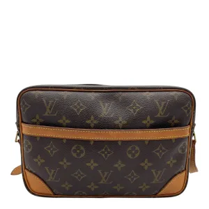 Trocadero Crossbody Bag Brown in Monogram Coated Canvas, Gold hardware