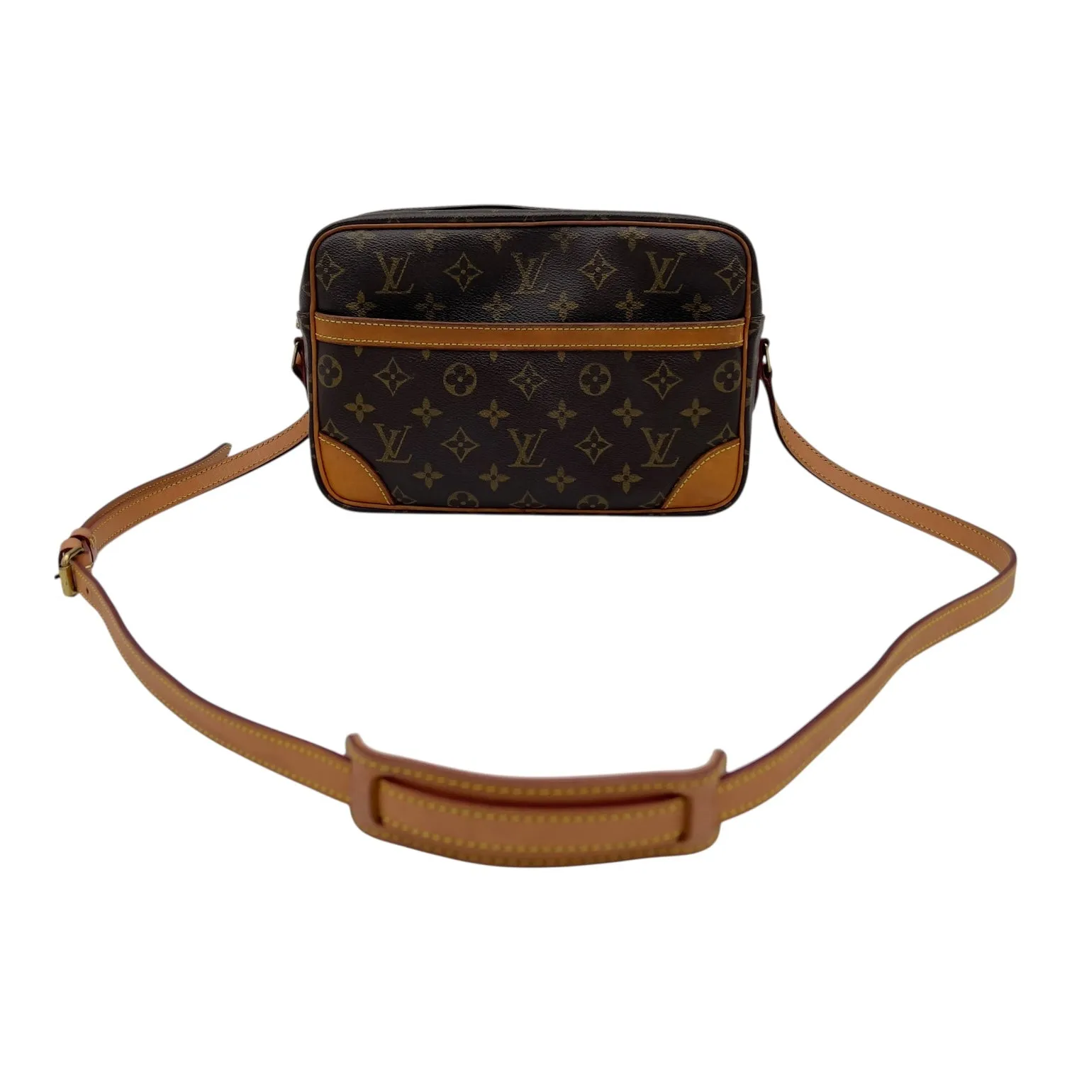 Trocadero Crossbody Bag Brown in Monogram Coated Canvas, Gold hardware